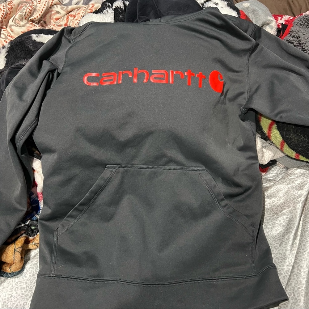Carhartt Gray Hoodie with Red Logo